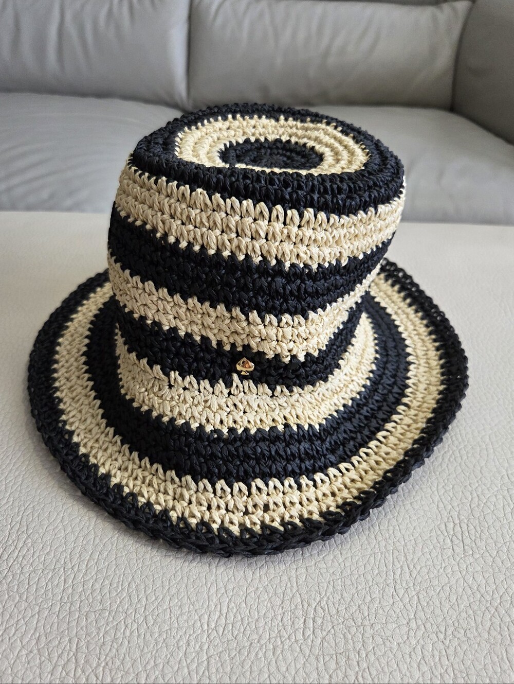 NWT - Kate Spade Women's Striped Straw Cloche Hat